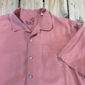 Vintage Tommy Bahama Shirt‎ Mens Large 100% Silk Coral Color